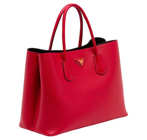 prada red and black handbag|prada saffiano cuir double bag.